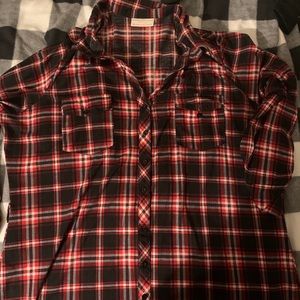 Red flannel print dress